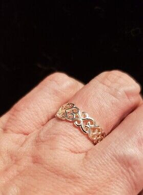 NEW SZ 5 Reversible Silver Ring. Smooth White Silver. Celtic Style. XS Size